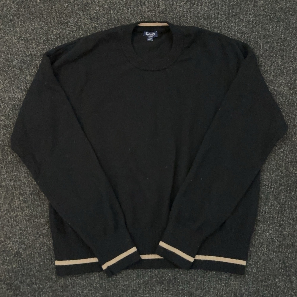 Splendid Sweater Womens L Black Crew Neck Long Sleeve Tight-Knit Pullover